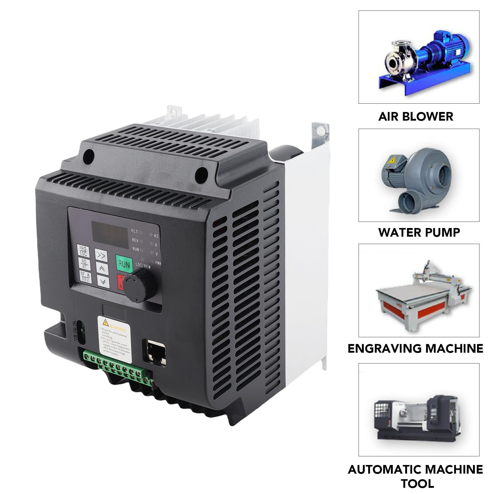 Fafeicy Inversor Solar 4KW Variador de Frecuencia Variable Monofásico, Controlador MPPT de Aluminio Retardante de Llama para PC, DC200 a 400V a 0 a 220VAC, para Sistemas de Bombas de Agua