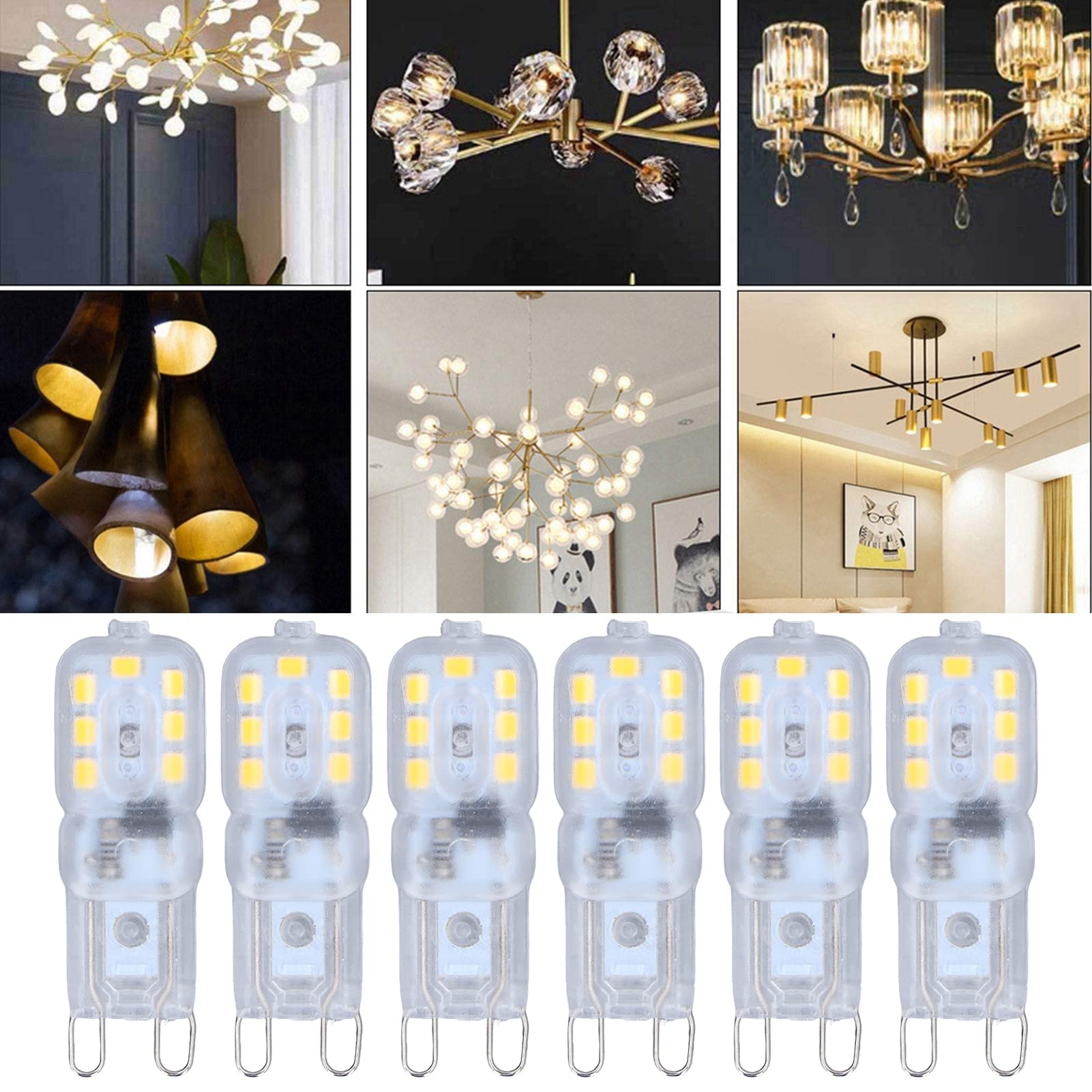 6 Dimmable LED Bulbs, G9 Bulb Energy Saving Eye Protection Small Quick Heat Dissipation Universal 3W for Table Lamp - Image 2