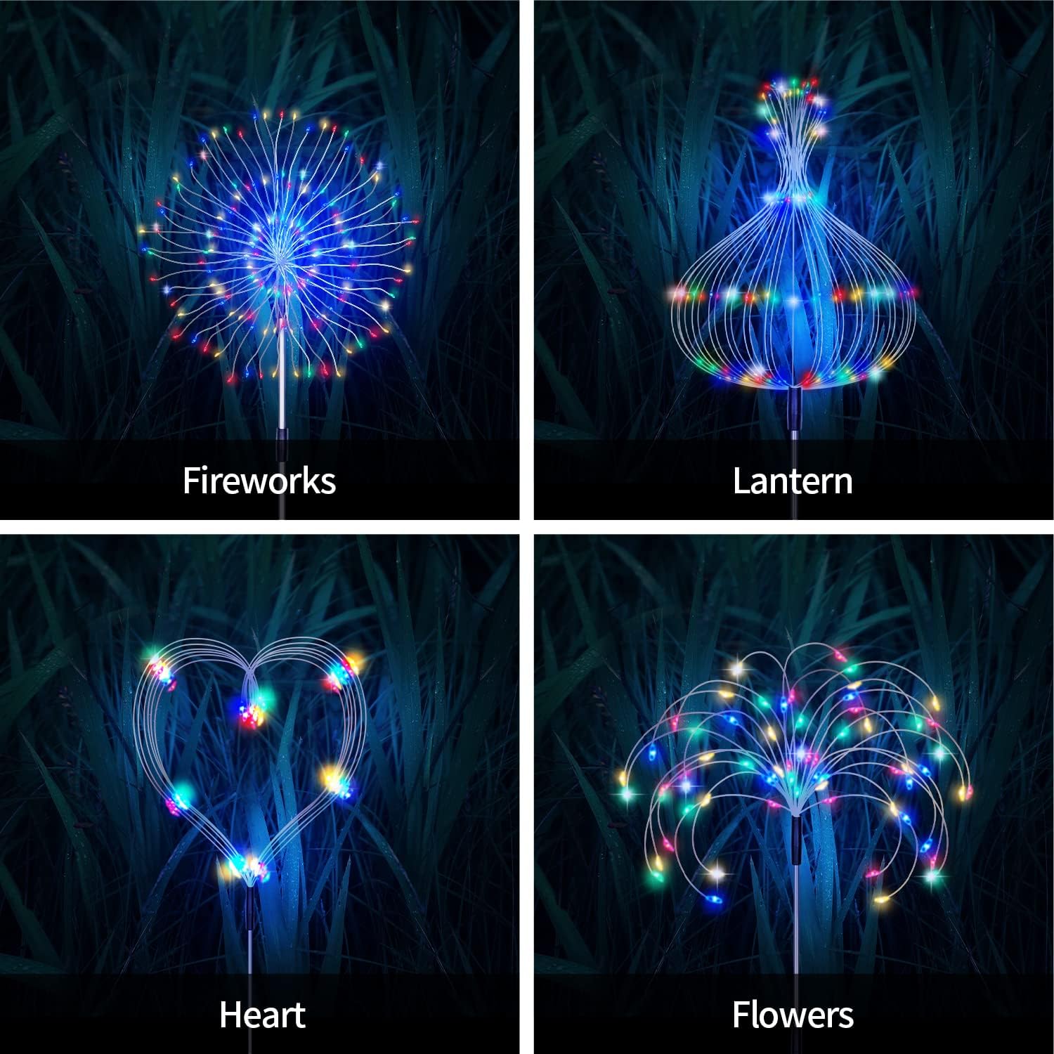 Maleyt Solar Garden Lights, Outdoor Firework Lights, 5 Pack 120 LED Decorative Stake with Remote, 8 Modes DIY Landscape Light Waterproof Lamps for Walkway Pathway Backyard Lawn