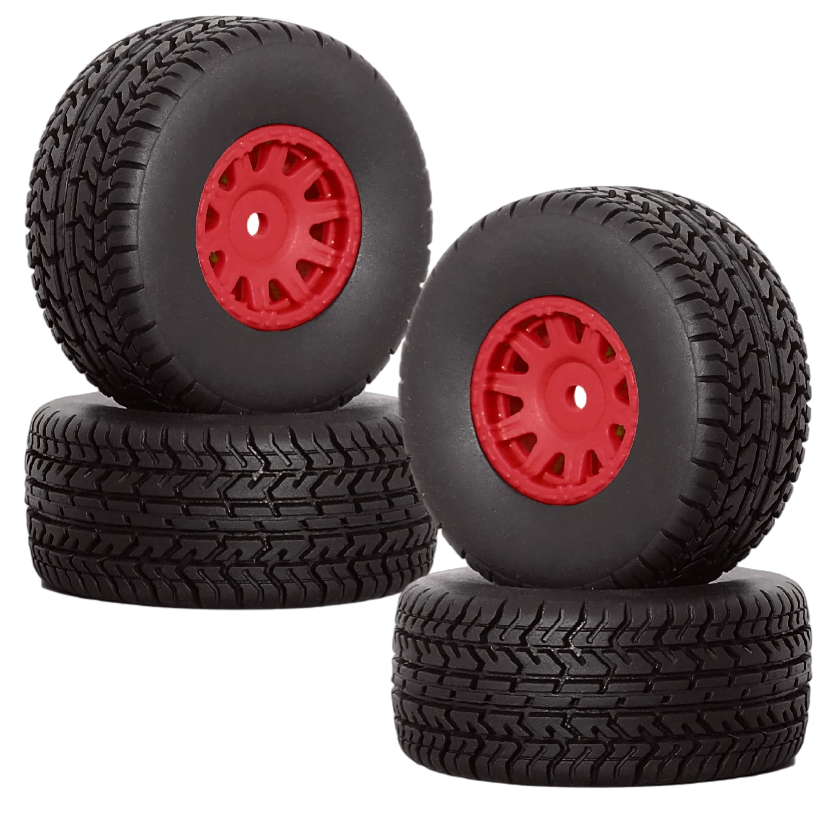Gueiddi RC Car Tires Wheel, Rubber Tires and Plastic Wheel for 1/18 ARRMA Typhon GROM (1/14 Red)