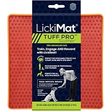 LickiMat Tuff Soother Pro, Dog Feeding Mat for Boredom and Anxiety Relief, Ideal for Food, Treats, Yoghurt or Peanut Butter, Lick Mats, Fun Alternative to a Slow Feeder Bowl, Orange