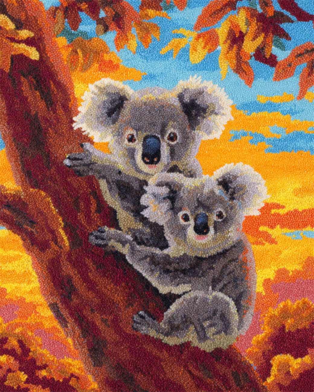 AxiangziK Animal DIY Latch Hook Kits Koalas in The Tree Latch Hook Kits for Beginners，Seniors，3D DIY Enthusiasts Rug Making Set 20x15in