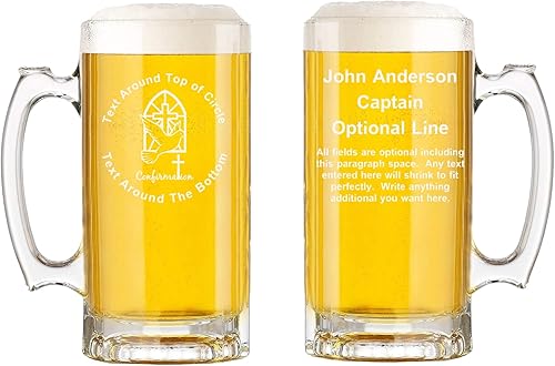 Miniatura 6 de OnPro Digital Taza de cerveza de vidrio de confirmación personalizada con asa de 16 oz  85 temas para deportes, trabajos, pasatiempos, celebraciones