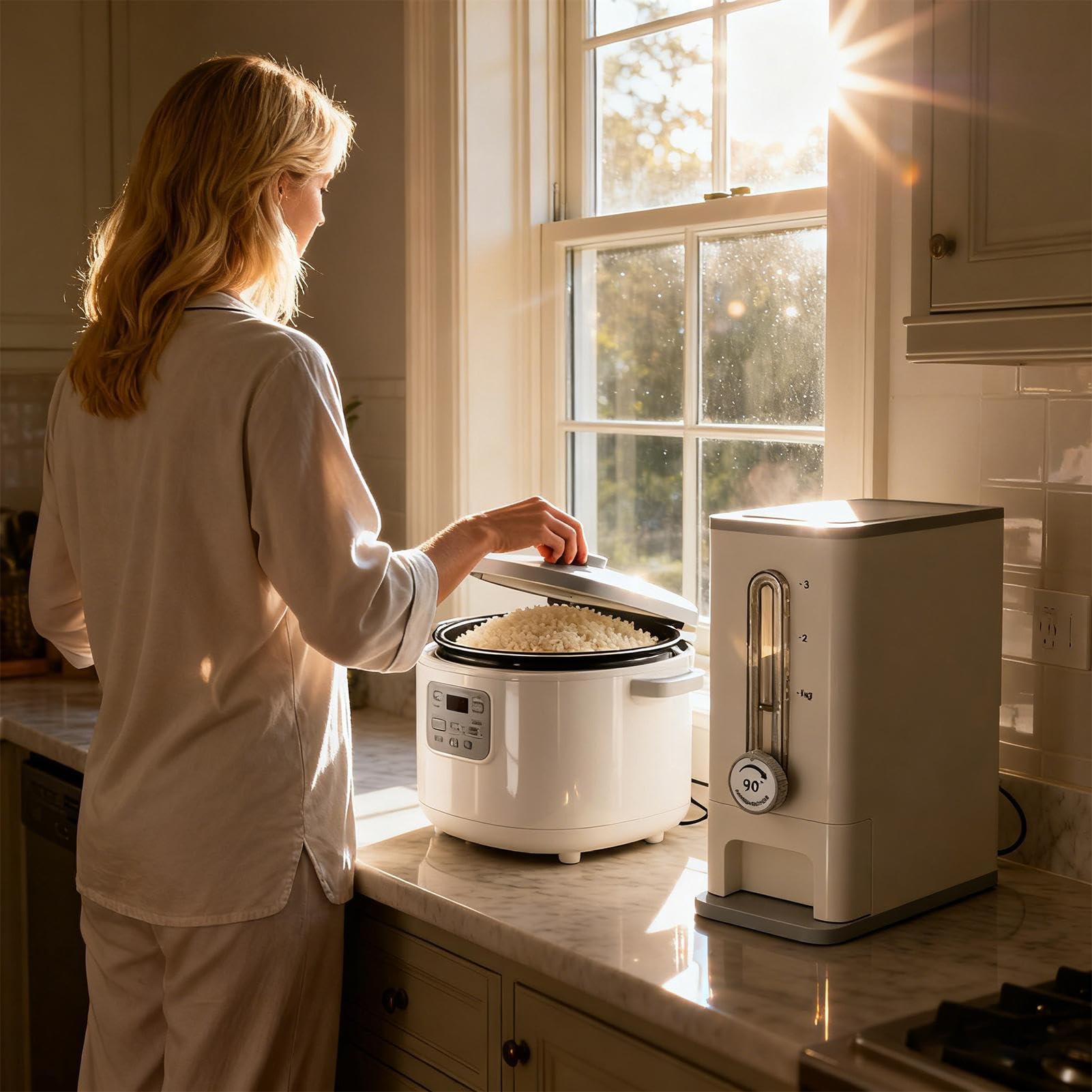 Contenitore Per Conservare Riso Secchio Ermetico di Grande Capacità | Dispenser Per La Conservazione Del Riso Per Casa Ambiente Domestico Ristorante Appartamento Piano Cucina Farina Soia Mais