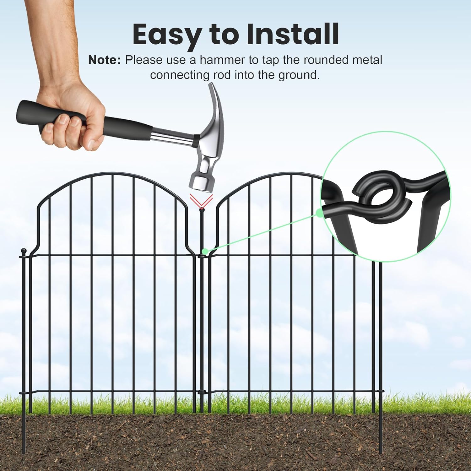 25Pcs Decorative Garden Fence, 20in(H)/27ft(L) Rustproof Metal Fences Animal Barrier Outdoor for Yard, Flower Bed Edging Ornamental Border Panel for Dogs, Rabbits, Dig Defence, Garden Decor, Patio
