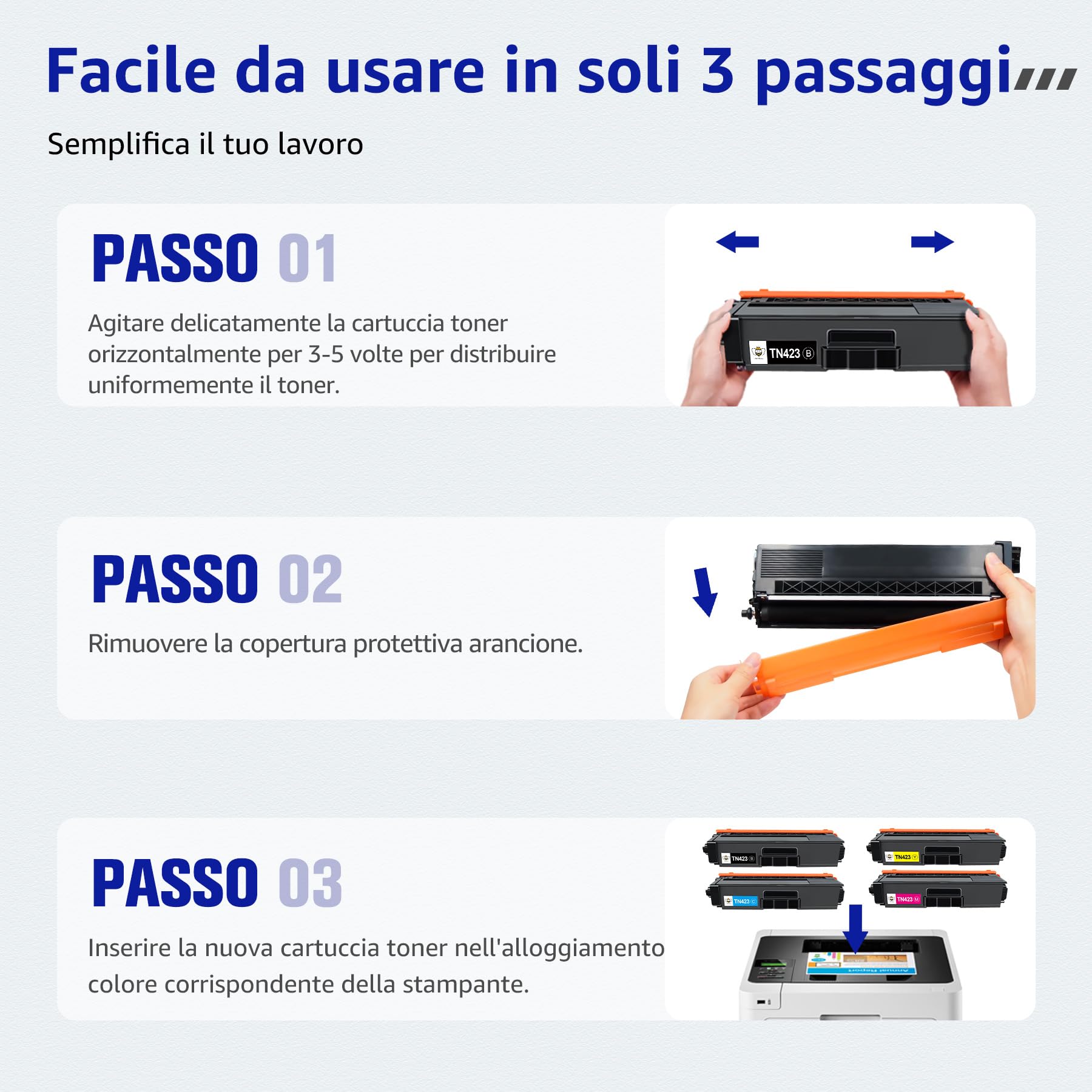 TN423 MFC-L8690CDW Cartucce di Toner Compatibili con Brother TN-423 TN-421 | per Brother MFC-L8690CDW MFC-L8900CDW HL-L8260CDW HL-L8360CDW DCP-L8410CDW TN421 TN-423BK Toner（Nero Ciano Giallo Magenta）