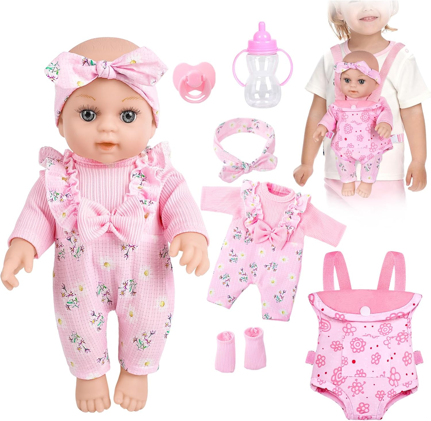 12″ Baby Doll Care Gift Set in Box with Dolls Carrier,Baby Dolls with Accessories Include Clothes Socks Bottle and Pacifier Pretend Play Toddler Toys for Kids Age 3+ 12″ Baby Doll Care Gift Set in Box with Dolls Carrier,Baby Dolls with Accessories Include Clothes Socks Bottle and Pacifier Pretend Play Toddler Toys for Kids Age 3+