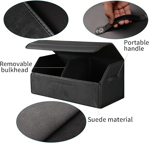 Miniatura 4 de Organizadores de auto y almacenamiento para SUV, organizador de maletero para sedán, caja elegante plegable de cuero con tapa, contenedores de carga