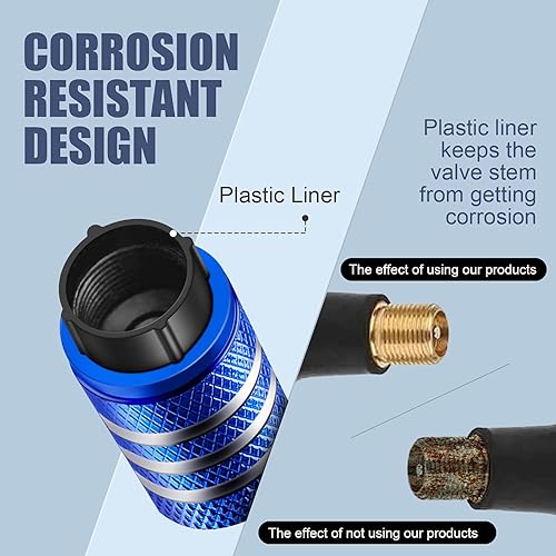 Vista 123 de Cubierta de tapón de válvula para neumático Paquete de 5 tapas de aire de metal, forro de plástico, resiste la corrosión, contra fugas, de rock and