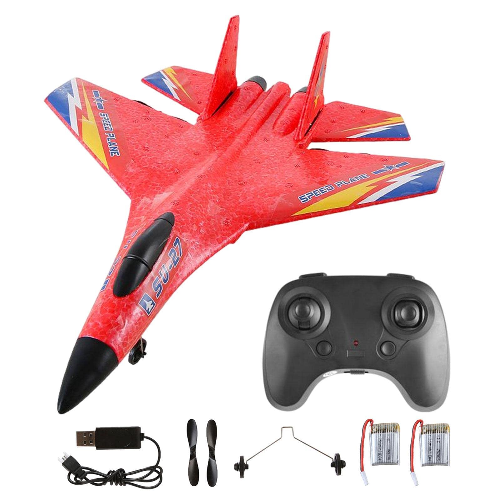 Foam Airplane | Remote Control with LED Light | Outdoor Sports Toys Birthday Party Favors Flying Toys for Boys Girls, with Automatic Balance
