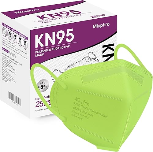 Miniatura 32 de Miuphro KN95 - Paquete de 25 mascarillas desechables de seguridad transpirables de 5 capas contra PM2.5, máscara desechable de protección