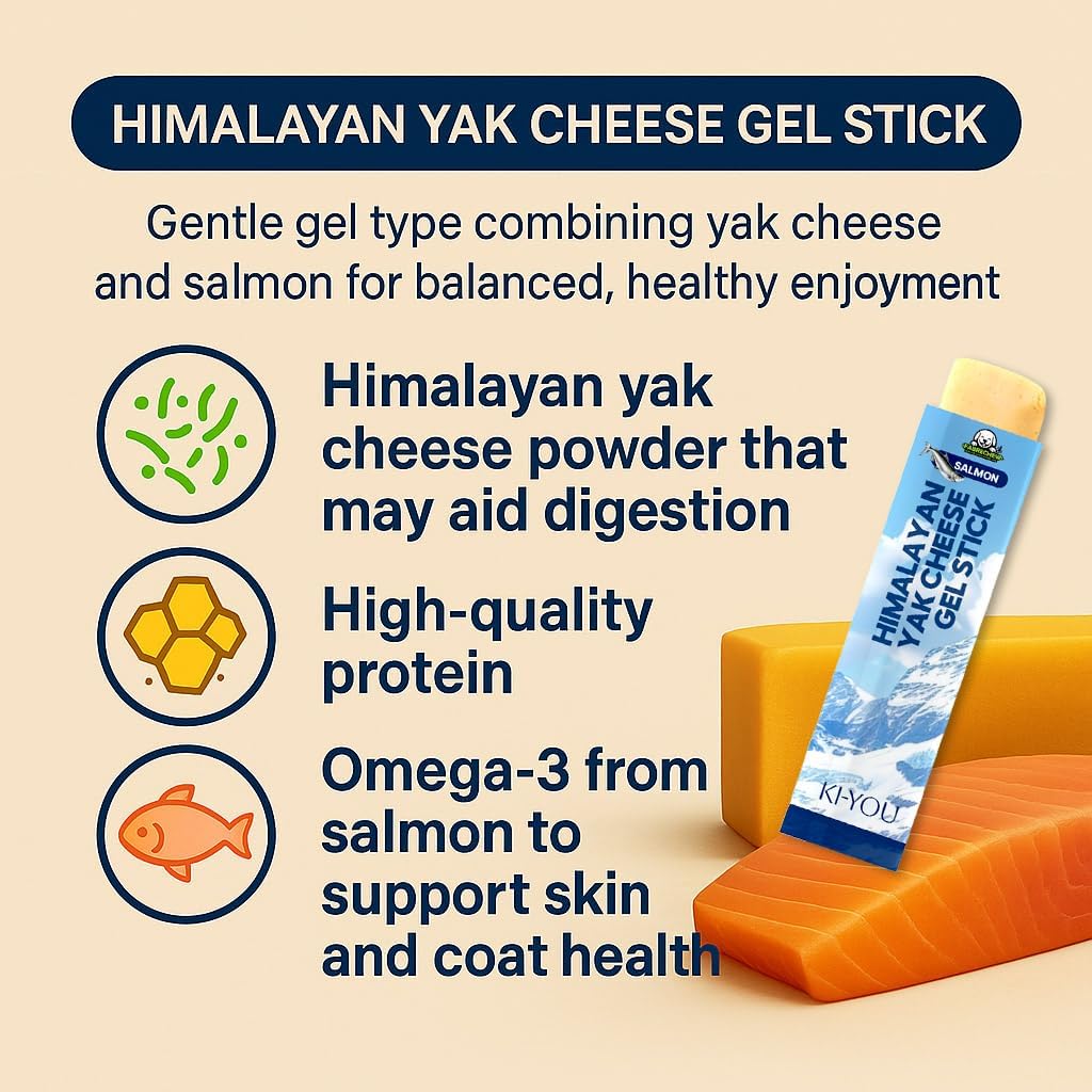 KI-You 2 in 1 Gel Stick Treats for Dogs & Cats : Mongolian Yogurt & Himalayan Yak Cheese, Clean Formula Variety Pack (Meal Topper & Pill Hider) 20 Pack