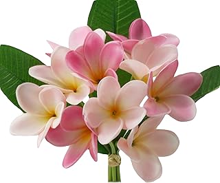 Pack of 2 Bundles - Artificial Lifelike Real Touch Plumeria Frangipani Bundles (Shades of Pink)