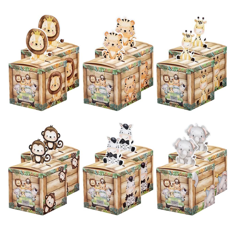 Small Jungle Animals Party Food Boxes, 12pcs Safari Animal Party Bags