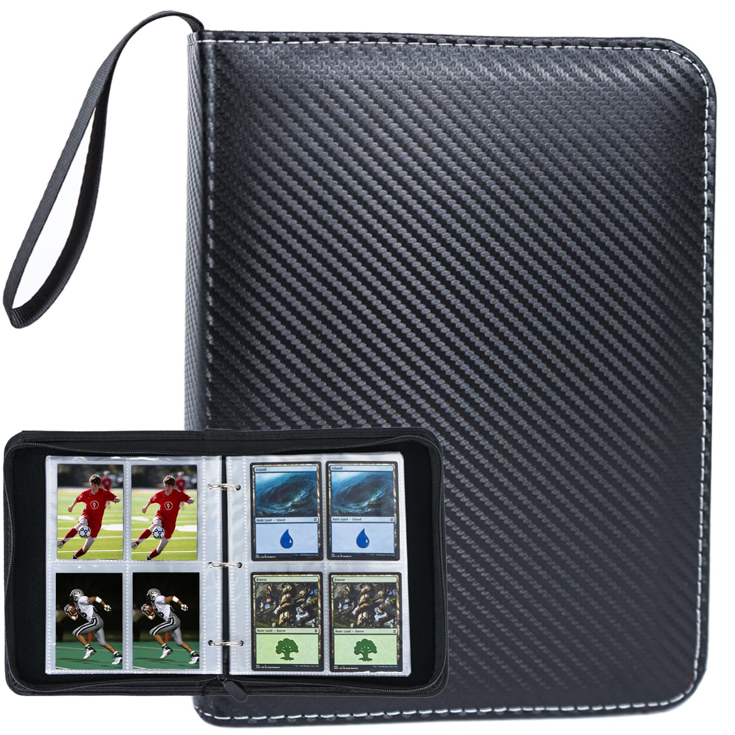 4 Pocket Trading Card Collection Book, Binder Card Album with 400 Pockets Game Card Sleeves, Binder Card Organizer for MTG, TCG, and Baseball Cards Protection and Storage
