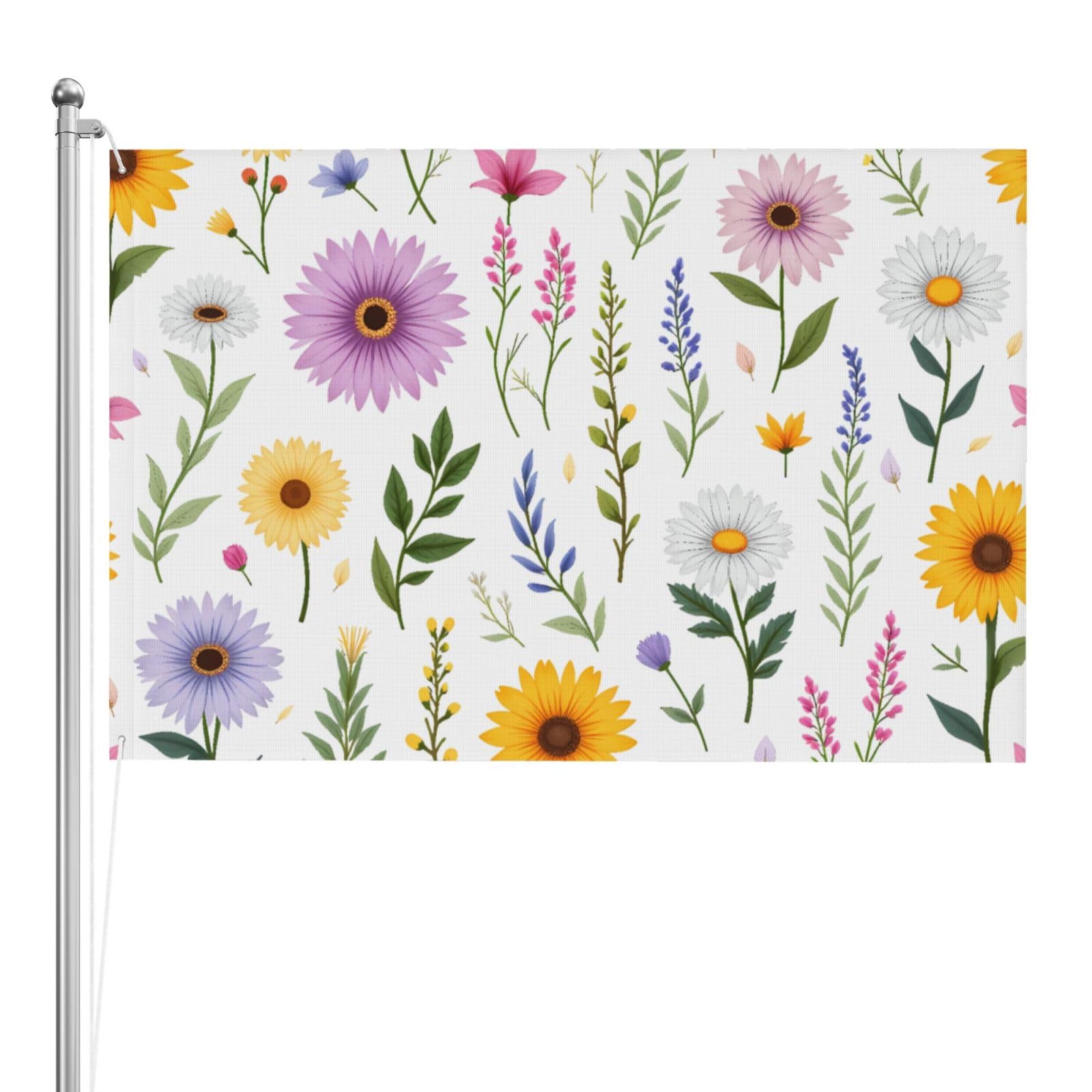 Drapeau extérieur double face floral 1,2x1,8m en polyester résistant