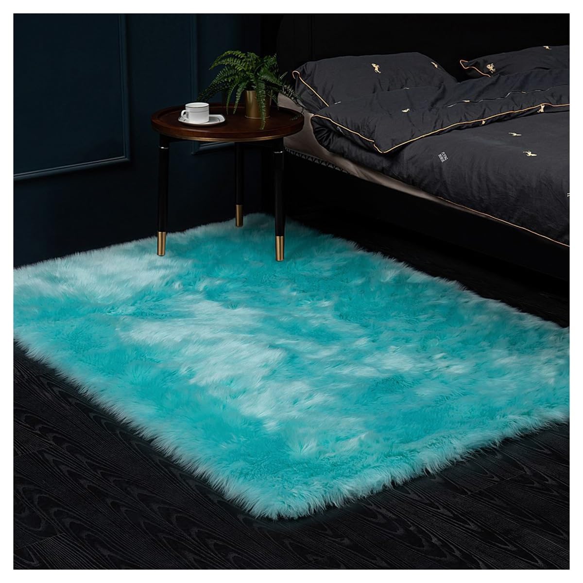 Tapis de salon moderne pour chambre d'enfant bleu clair parfait pour des moments cosy