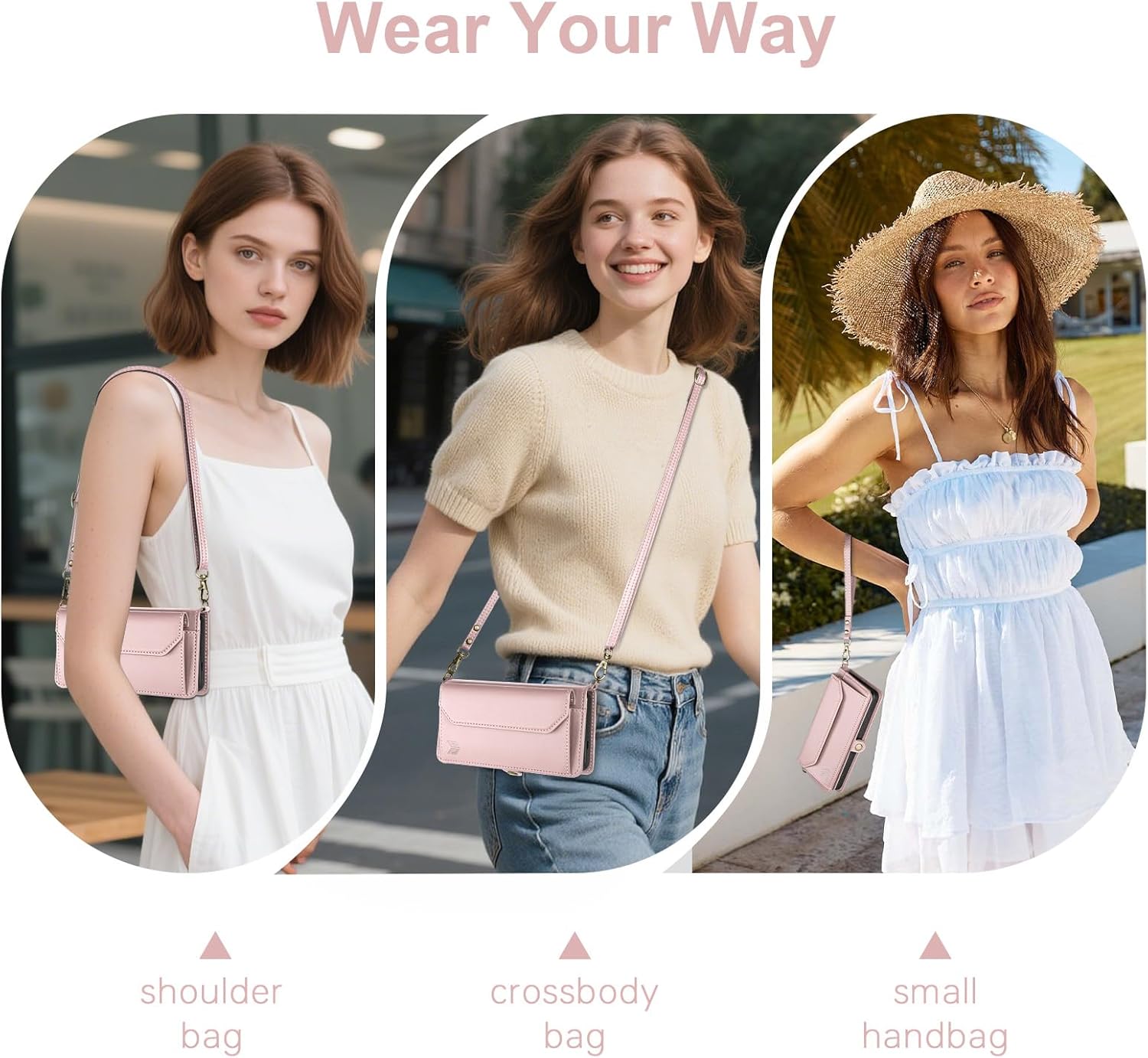 DJBull for iPhone 17 Pro Max 6.9" Wallet Case with Card Holder, Shoulder and Wristlet Straps, Soft PU Leather, Magnetic Snap, Flip Phone Case for Women Men for Apple 17 Pro Max Rose Gold - Image 3