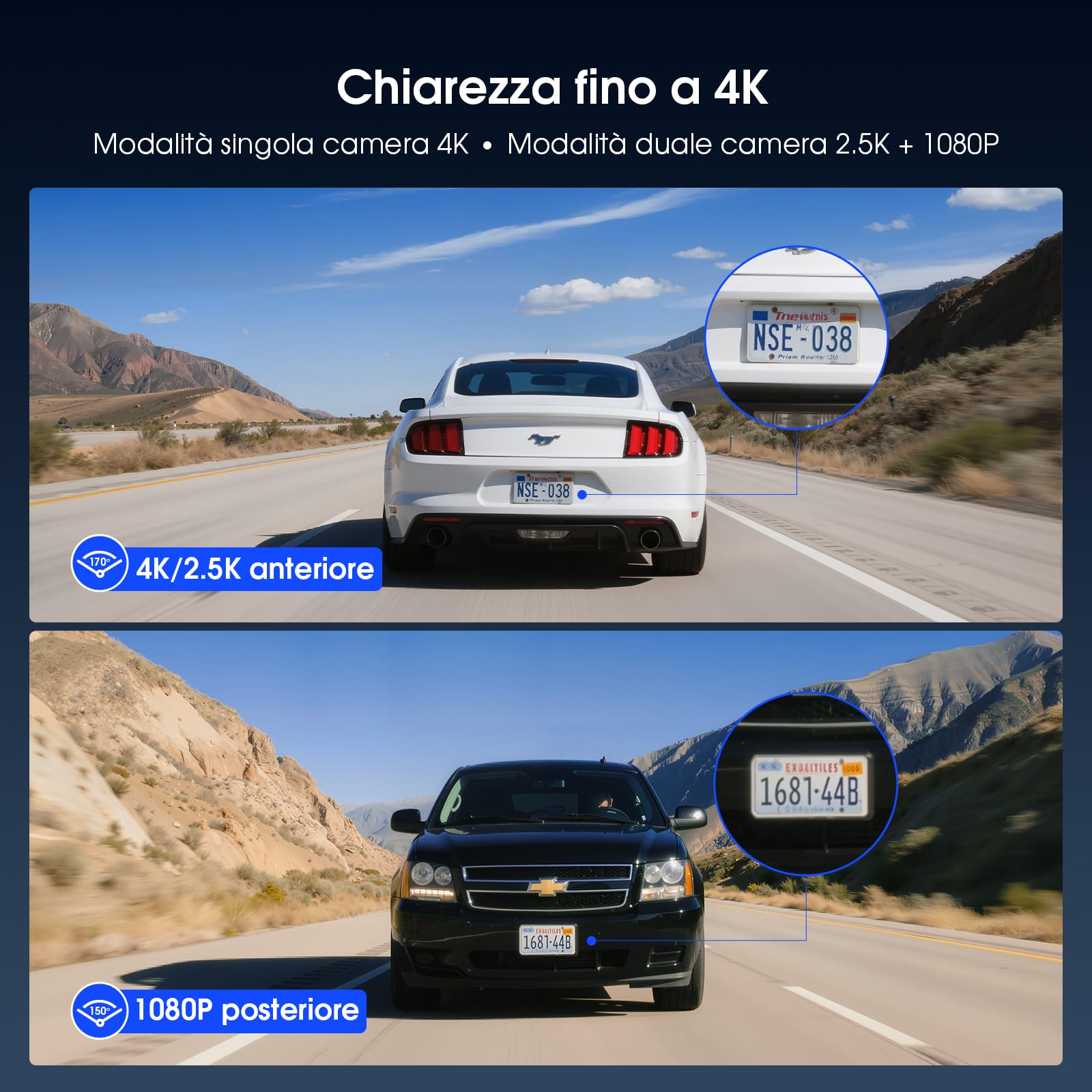 Avylet Dash Cam Auto 4K/2.5K+1080P,5GHz WiFi Doppia Dashcam Con 64G Scheda,Telecamera per Auto IPS 2.8”,ADAS Corsia Assist,170° Grandangolo,24H Parcheggio,Visione Notturna,G-Sensor,Registrazione Ciclo