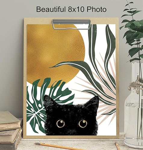 Vista 4 de Mid Century Cat Wall Art - Abstract Wall Art - Minimalist Wall Decor - Aesthetic Room Decor - Botanical Mid-century modern Wall Decor - Cat Wall