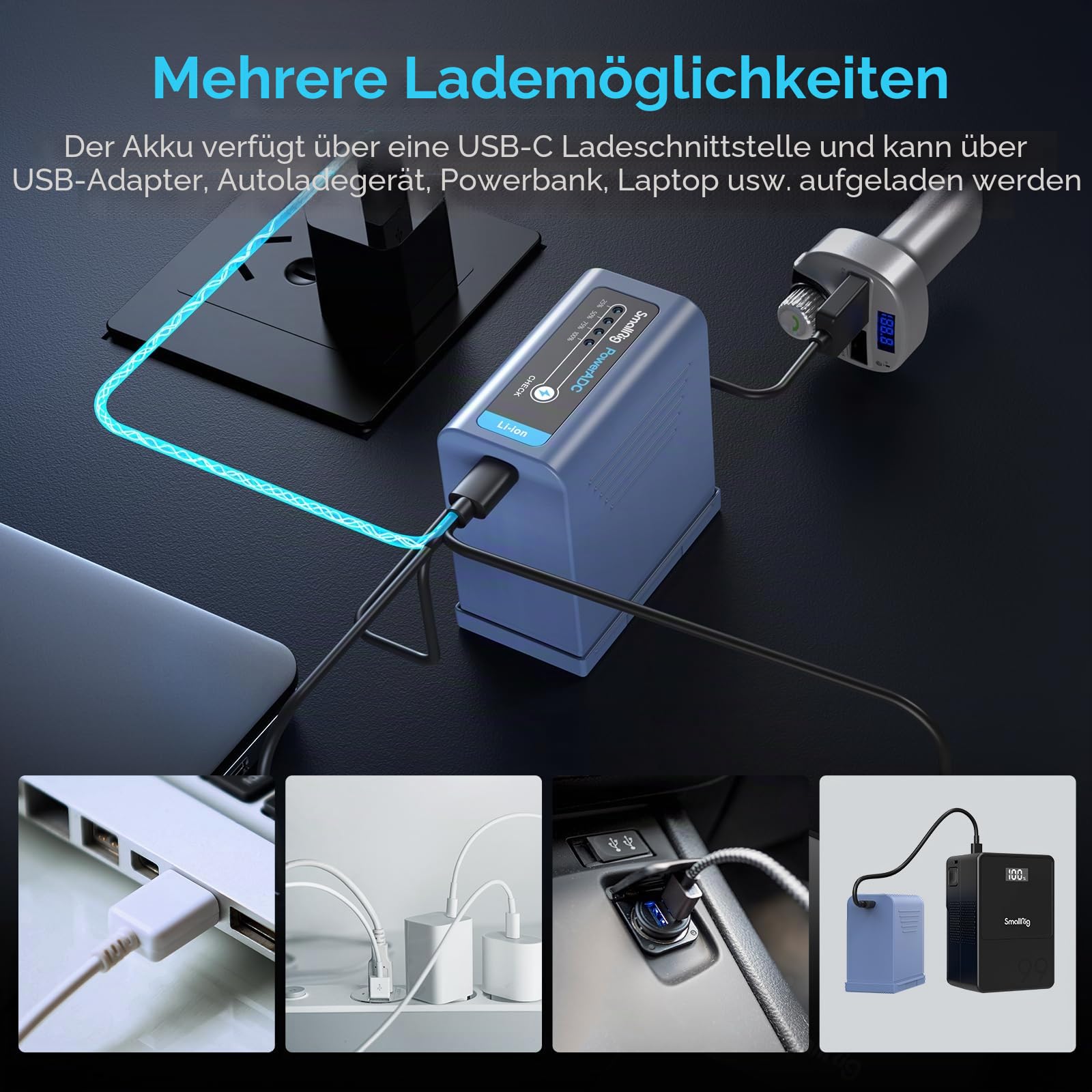 SMALLRIG Battery Akku für Sony NP-F970 10500mAh Ersatzakku für Sony NP-F970 F960 F950 F930 F550 F570 F750, USB-C schnell aufladbarer Kamera-Akku für Monitore, LED-Videoleuchten, Camcorder - 4267