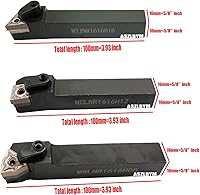 Vista 1 de Juego de 3 piezas de soporte de herramientas de torneado de carburo indexable de círculo exterior para torno de metal de 5/8" MTJNR1616H16 +