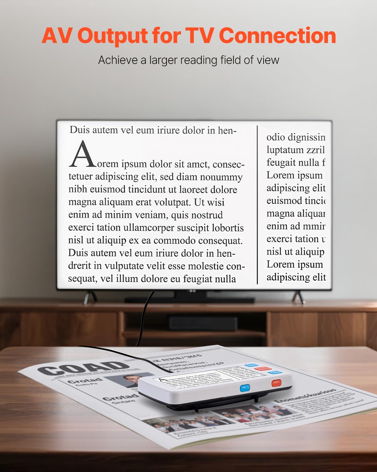 VEVOR Tragbare Digitale Lupe, 5 Zoll HD Leselupe, Lesehilfe für Sehschwäche, 4- bis 32-facher Zoom, mit 17 Farbmodi, AV-Ausgang, klappbarem Griff, LCD-Bildschirm mit 5 Helligkeitsstufen
