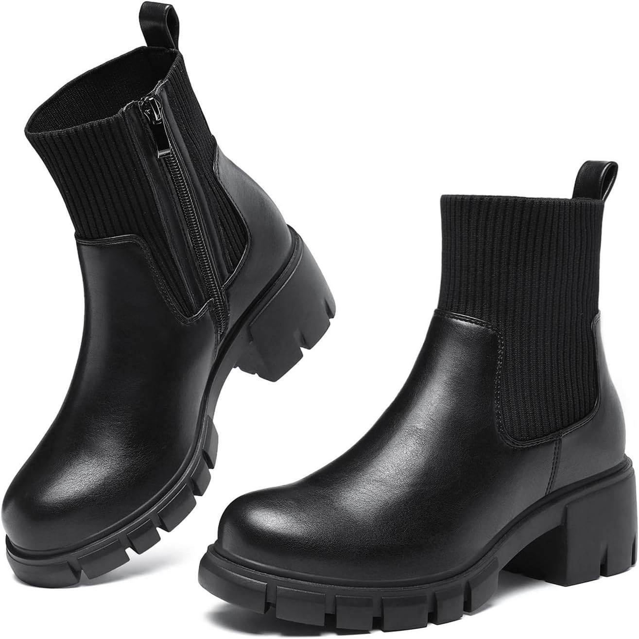 Bravover Womens Chelsea Boots Chunky Lug Sole Platform Fall Ankle Boots