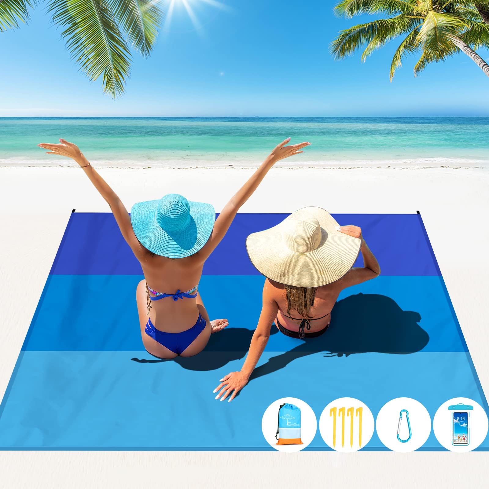 FamstarBeach Blanket mat (10'X 9', Blue3)