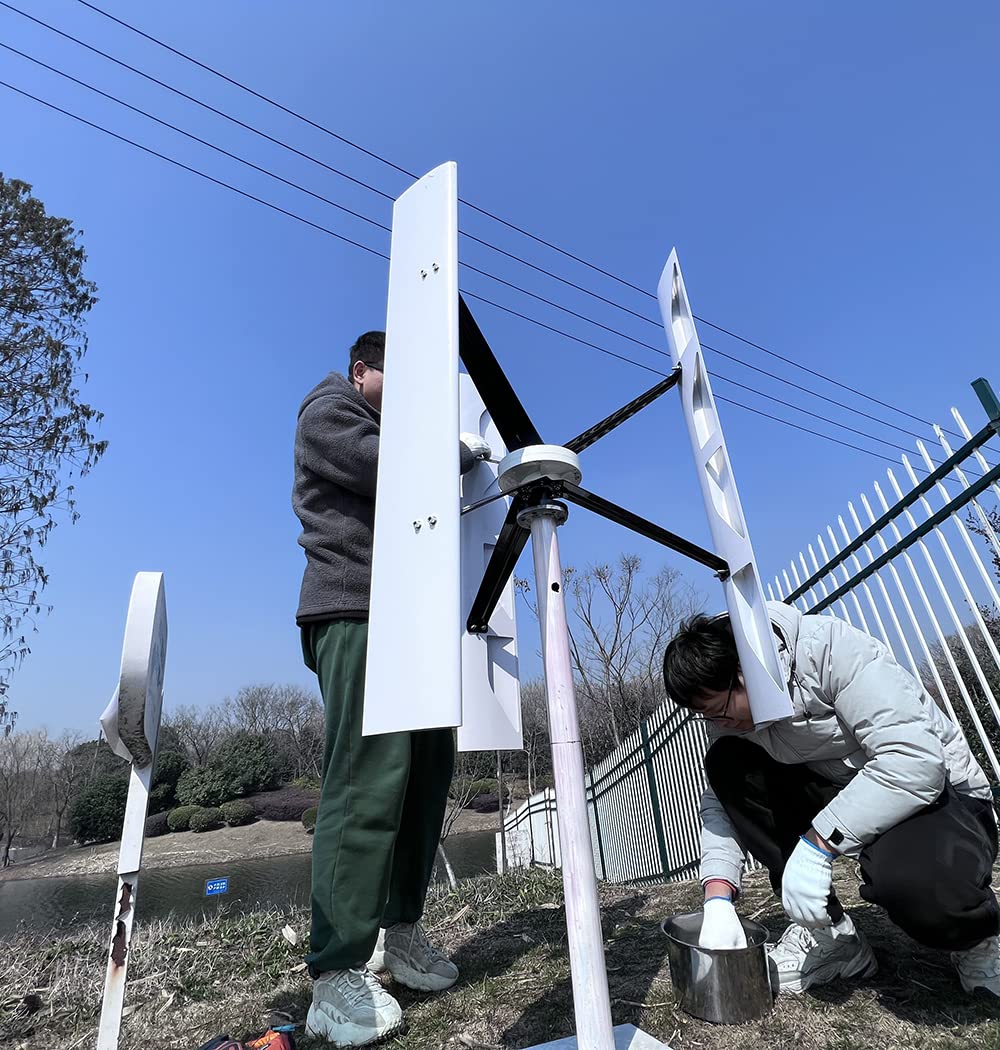 Power Windkraftanlage Vertikal VAWT 1000W 12V Heimgebrauch Achse Windgenerator-Kits 3 Aluminiumlegierung Klinge Mit MPPT Laderegler