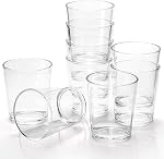 Noamus 12 Oz Plastic Drinking Glasses Set of 9, Unbreakable Acrylic Water Tumblers, Reusable Shatter-Proof Clear Glasses, Whiskey Drinkware Cups Set for Party Kitchen, Iced Water Tea Coffee, BPA Free