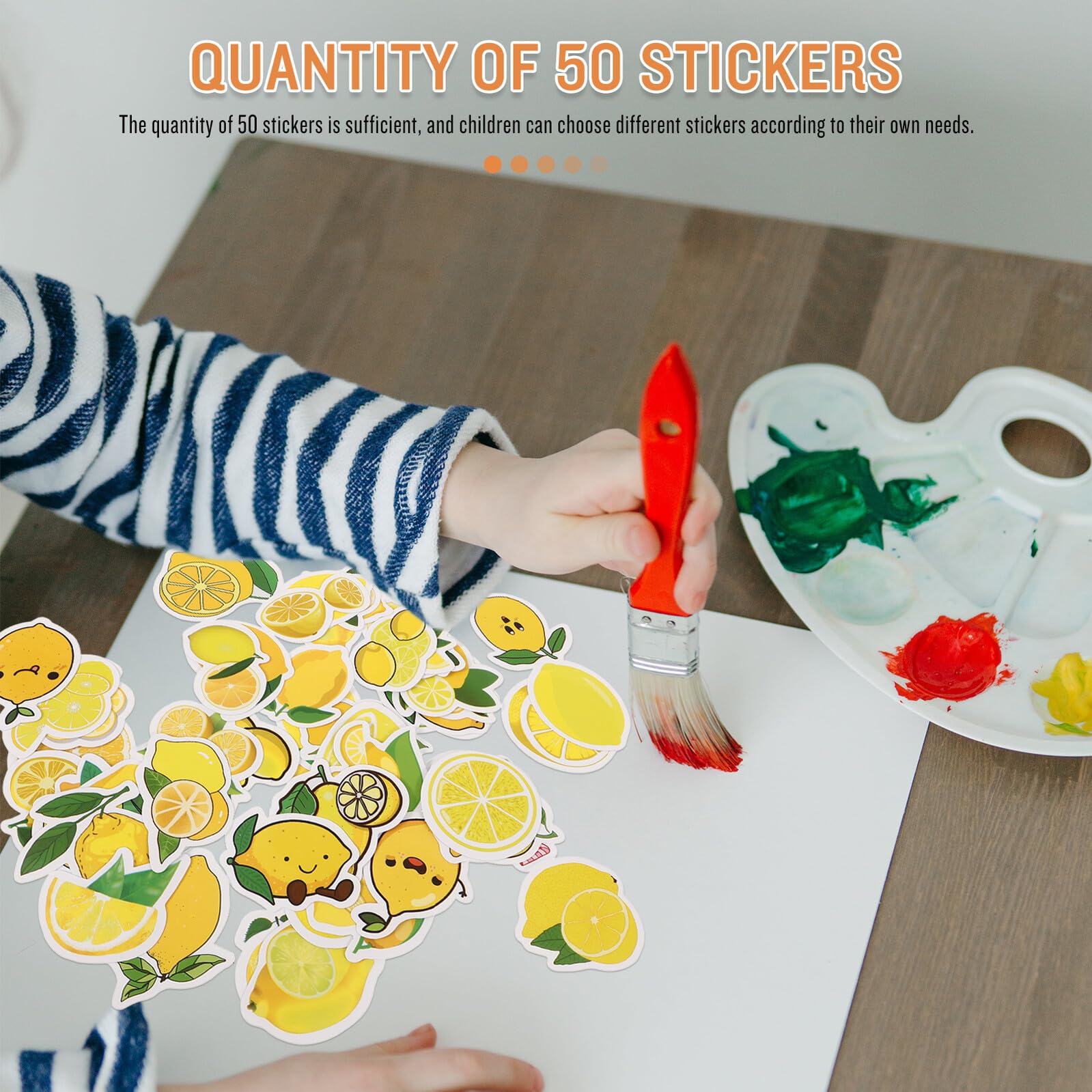 Pegatinas de Limón Decorativas 50 Unidades para Niños Adhesivas Color Amarillo Dibujo Animado Bricolaje Habitación Colegio Fiesta Verano