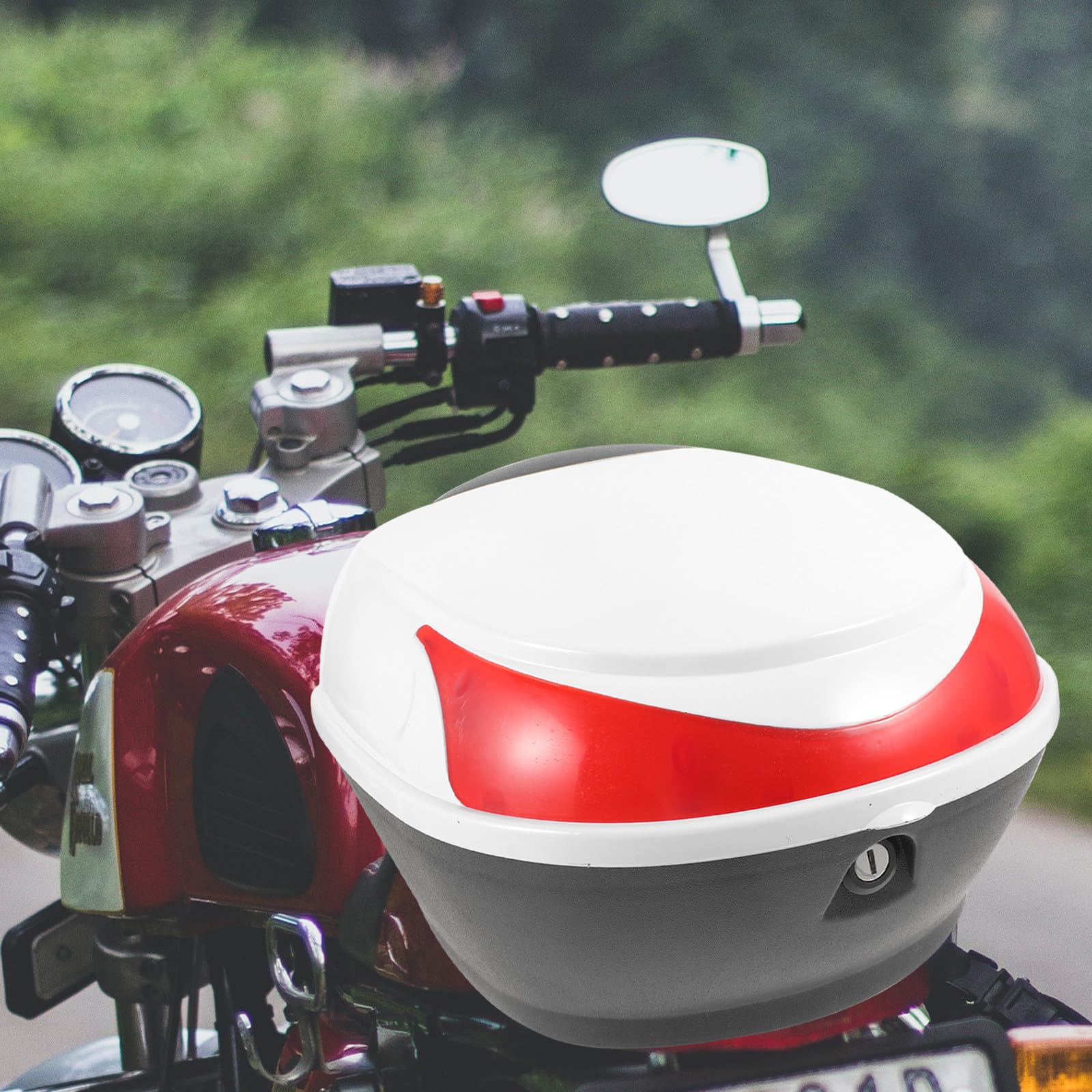 Bauletto Posteriore Scatola di Stoccaggio Pratica e Facile da Installare in Plastica Bianca, Set 1 Pezzo per Veicoli a Due Ruote e Scooter da Viaggio