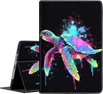 Case for iPad 9th/8th/7th Generation, iPad 10.2 Case 2021/2020/2019, Slim Folding Stand Cover with Auto Wake/Sleep for iPad 10.2 inch, Watercolor Sea Turtle