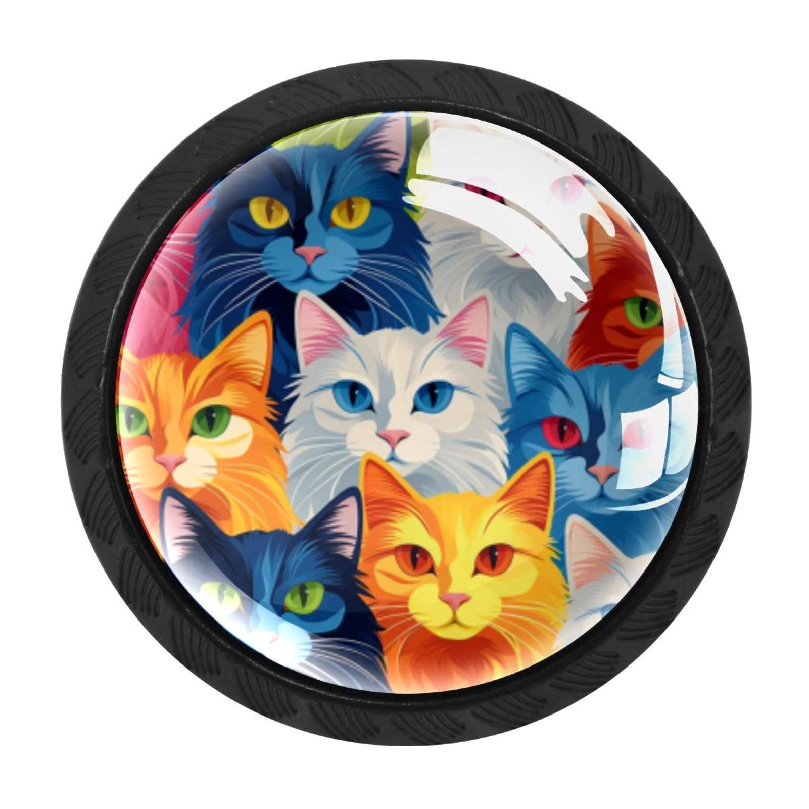 Chenzzzz Multicolored 03 4 Pack Cabinet Handles Black Cat Cabinet Knobs Draw