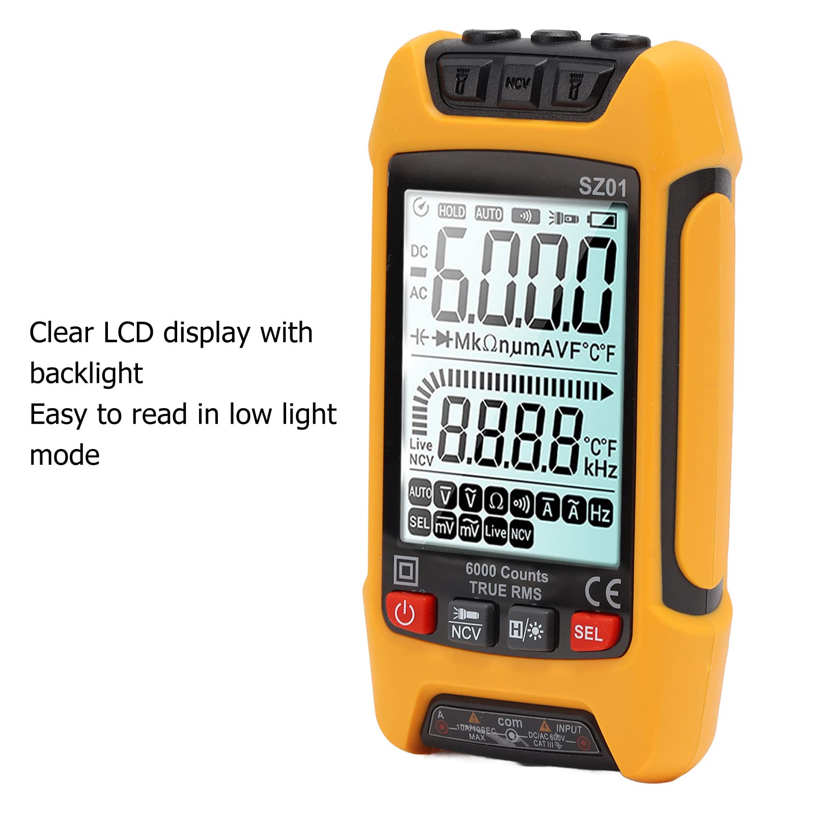 Digital Multimeter, DC AC Voltmeter, High Accuracy Automatic Fire Prevention Tester Kit with Backlight LCD Display - Image 3