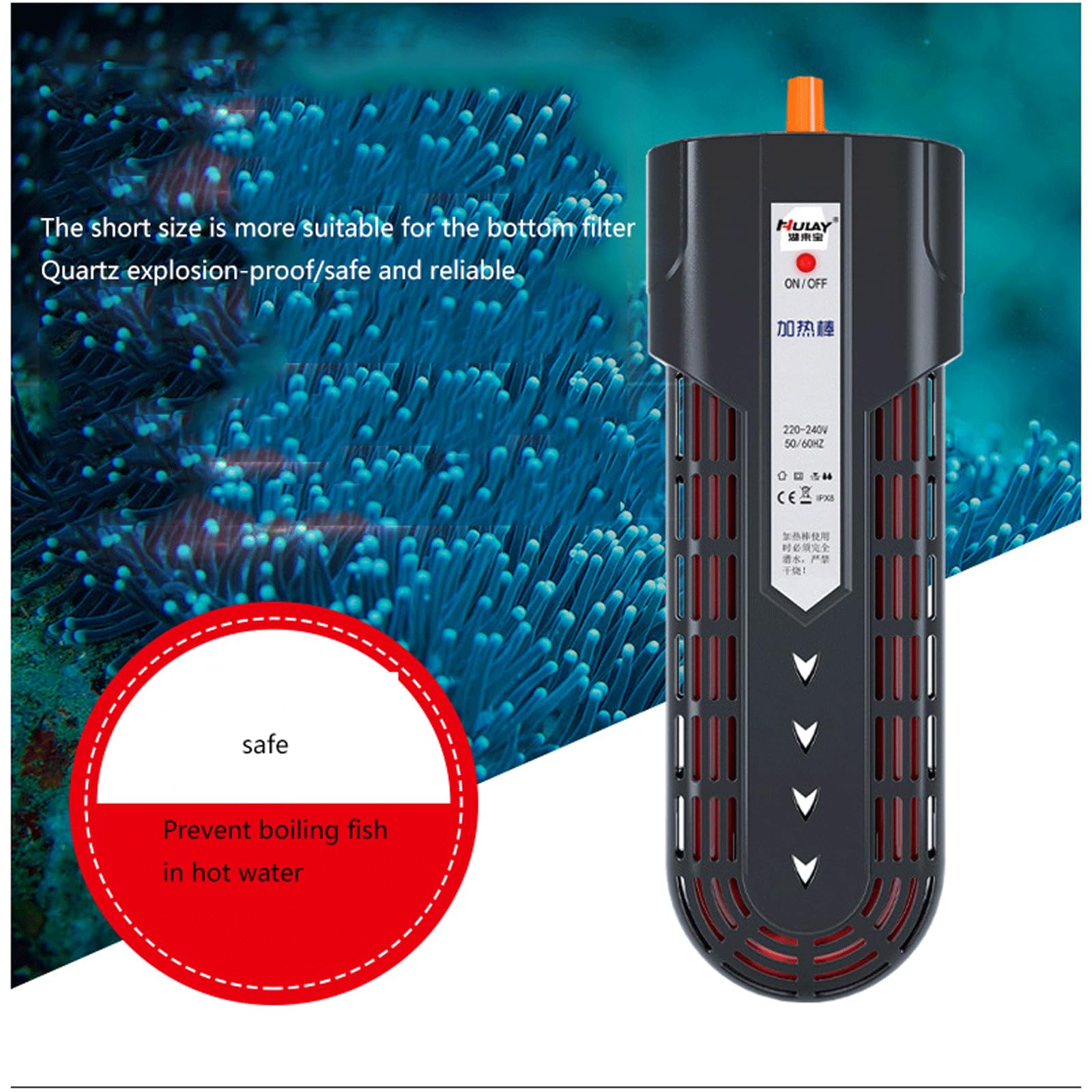 Asta riscaldante per Tartarughe Riscaldatore per Acquario Termostato Automatico Intelligente antideflagrante Basso Livello dell'Acqua Controllo remoto della Temperatura,100W (100W)