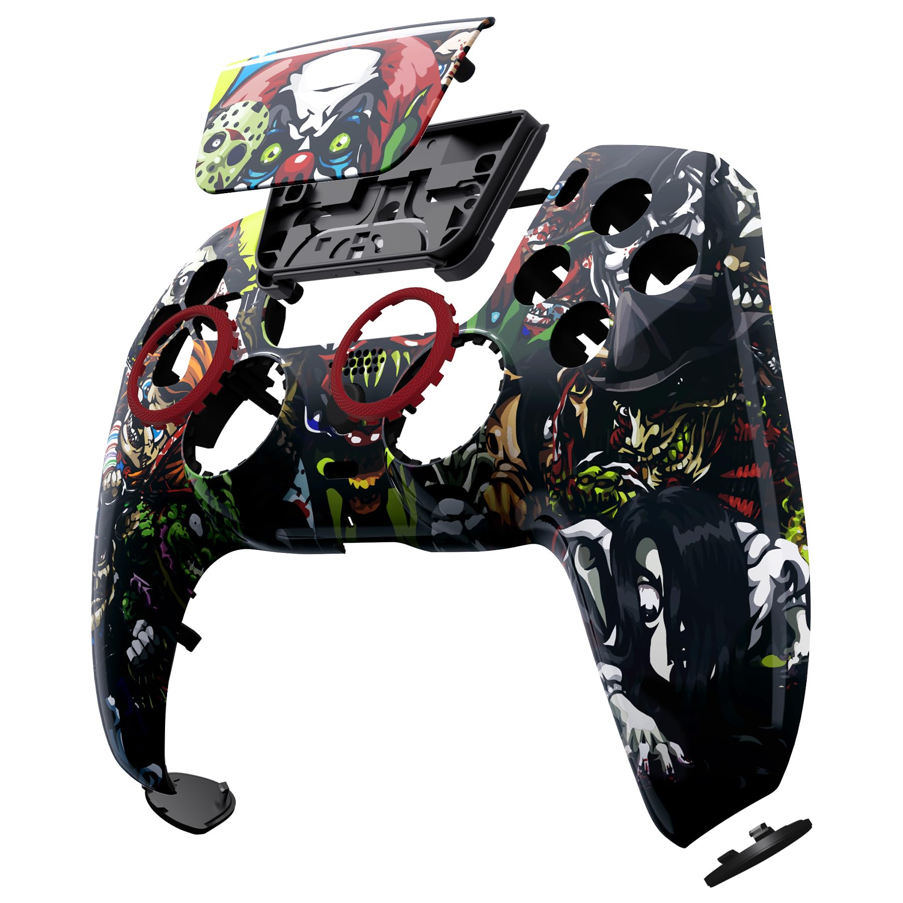 eXtremeRate Luna Cover Frontale per ps5 Controller, Scocca Shell Touchpad Anelli Accessori Ridisegnati per ps5 Joystick BDM-010 020 030 040 050 060, Party Pauroso