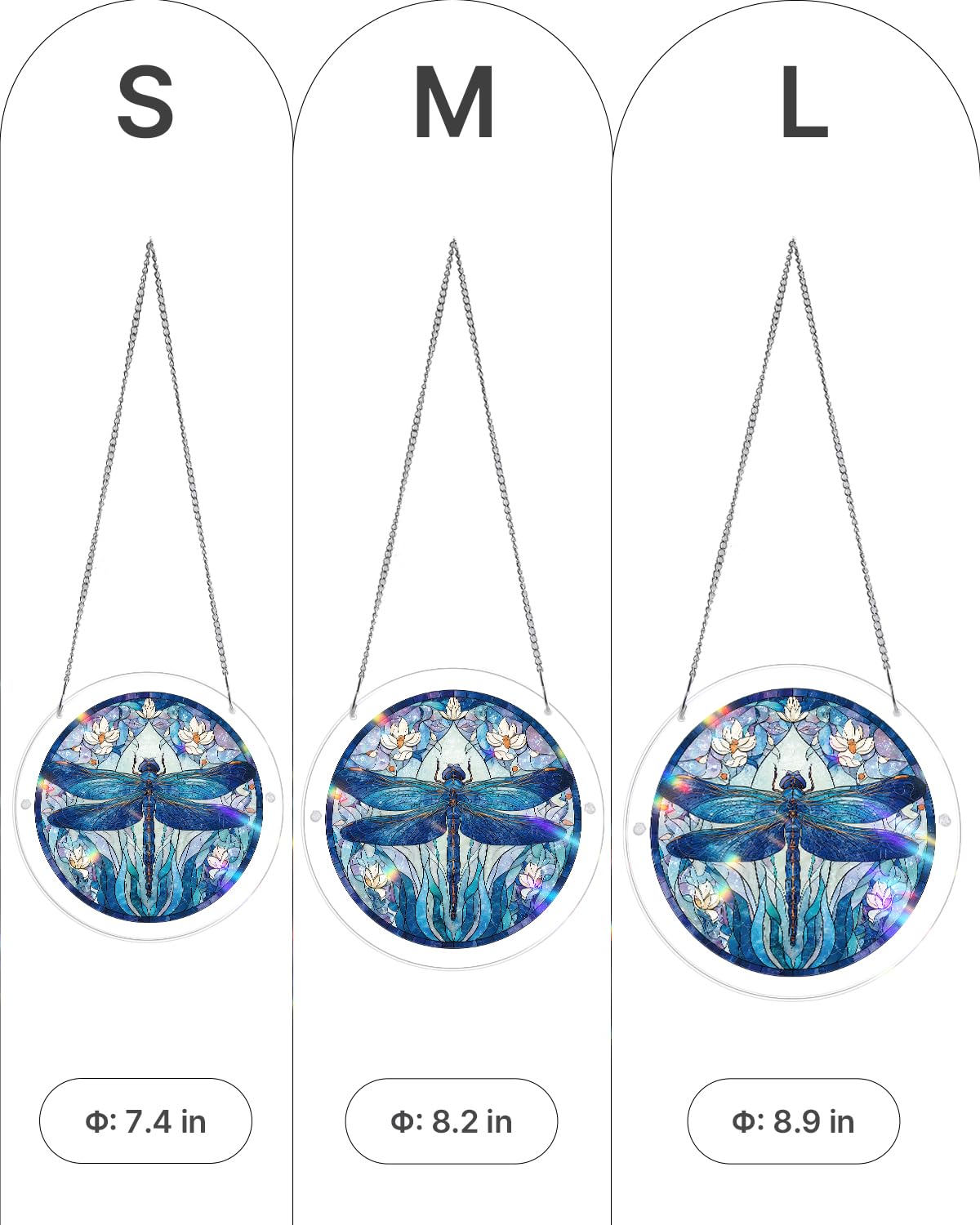 Acrylic Puzzle for Adult, Colorful Moonlit Dragonfly Sun Catchers Window Hanging Panel 83 Pieces Puzzle SunCatchers for Home Decor Birthday Women Men Mom 7.36 in — view 8