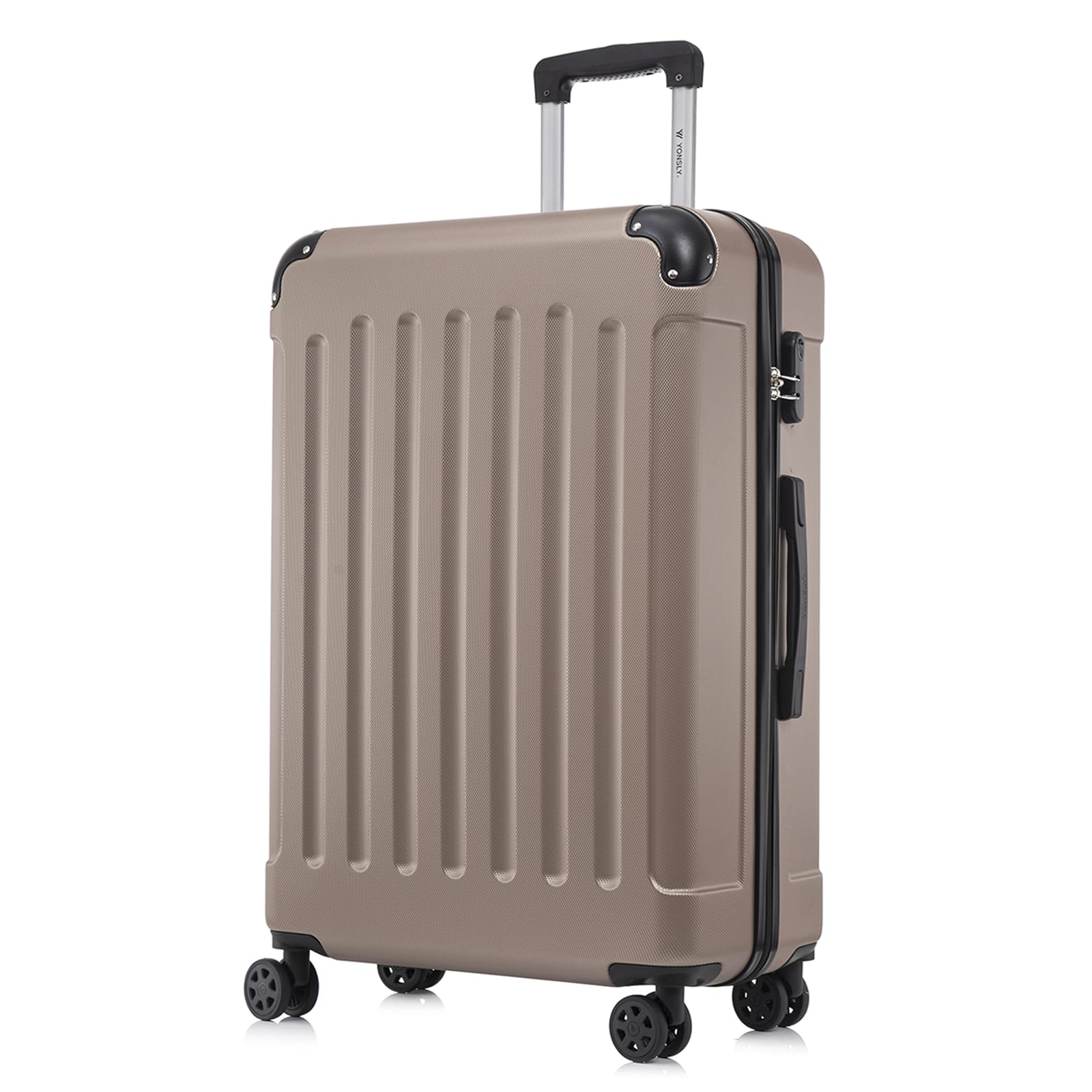 yonsly Koffer Suitcase, Trolley Reisekoffer, Rollkoffer Handgepäck mit 4 Rollen 360°, ABS Hartschalen, Sicherheitsschloss, Weicher Gummigriff, 210D-Futter
