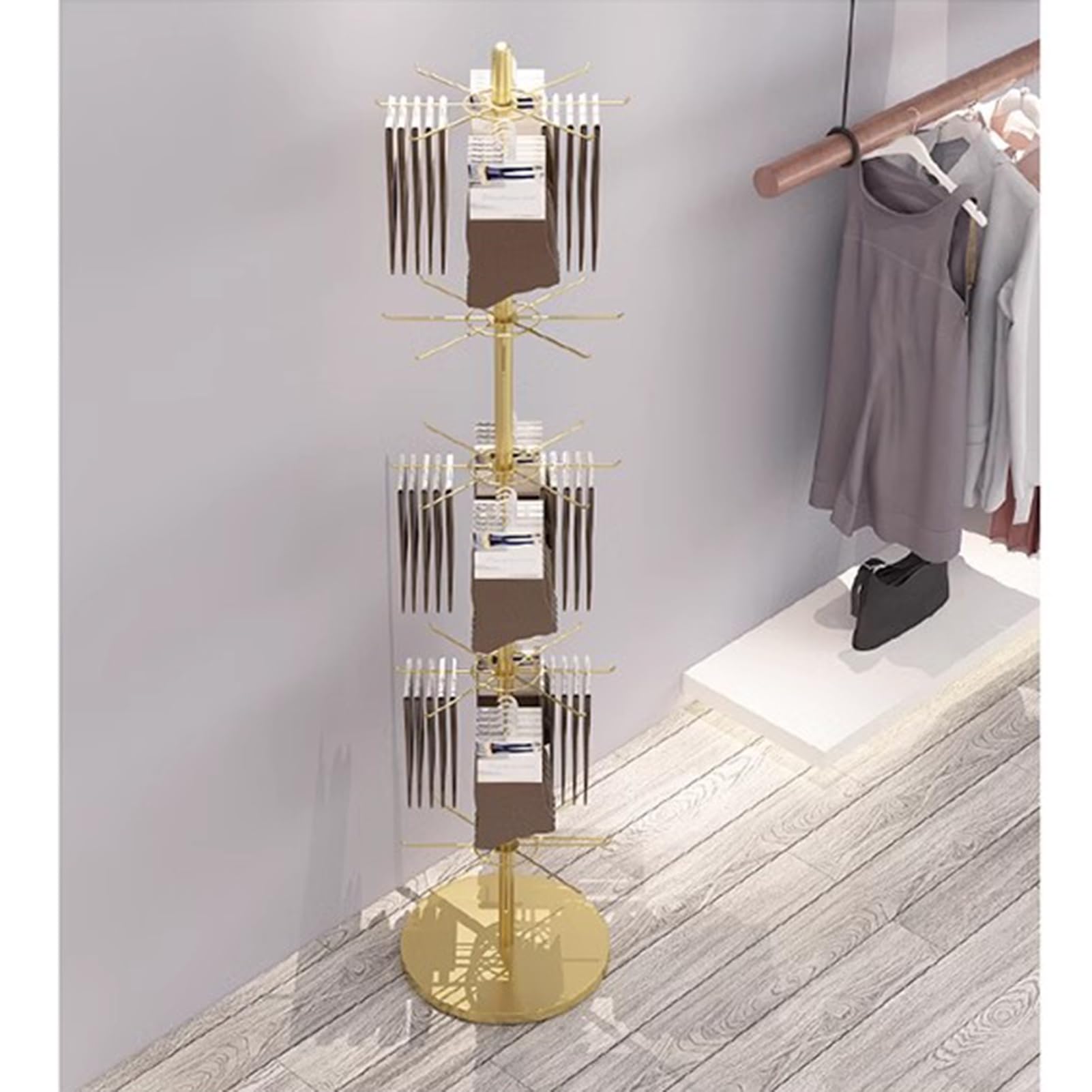 Espositore per gioielli girevole a 4 ripiani, per collane e accessori, albero per sciarpe, cappelli e calze, soluzione salvaspazio per casa e vendita al dettaglio