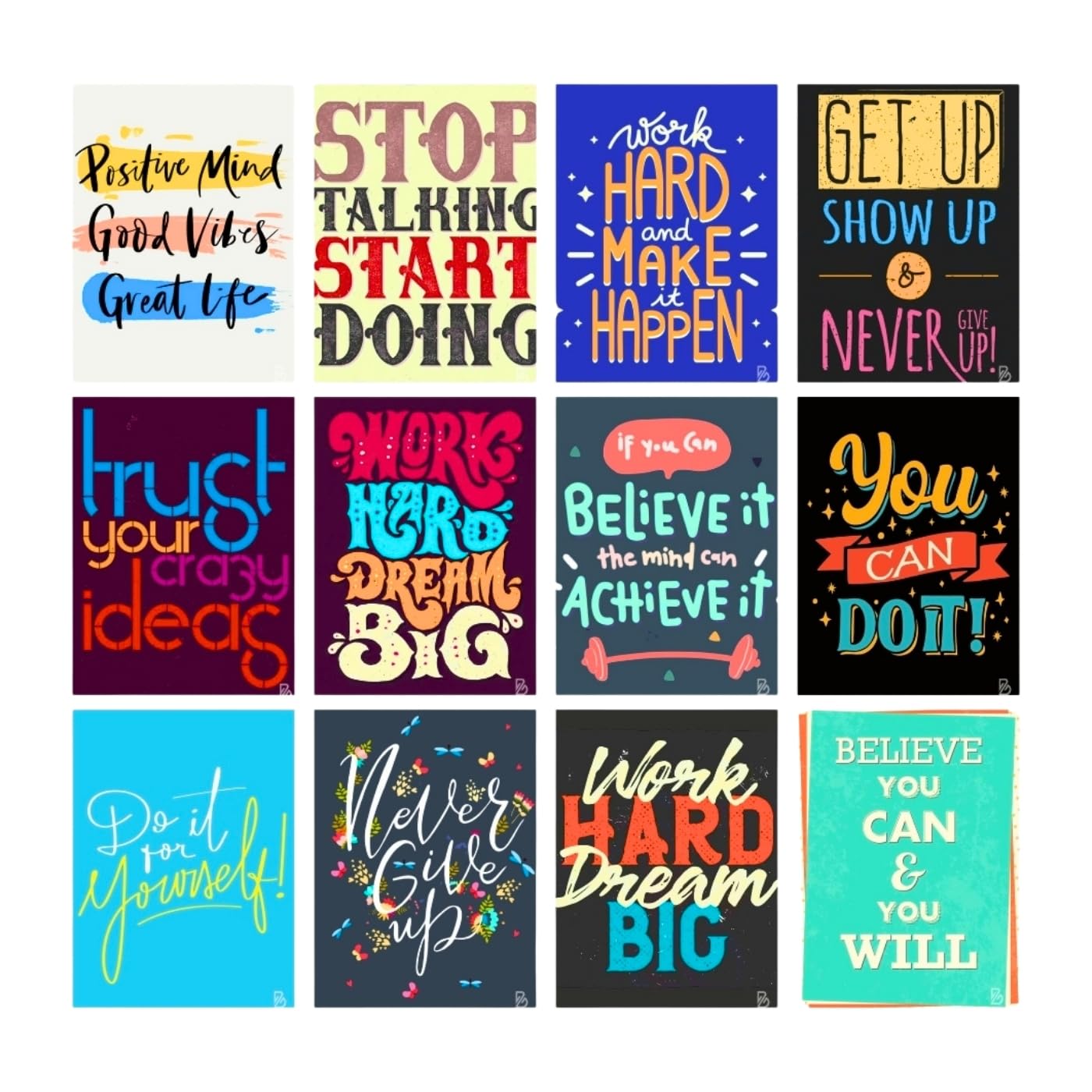 Brandian 12 Pcs Inspirational Motivational Wall Posters - Motivational Quotes - Unframed Multicolour - Motivational Poster - A4 Size Posters (29 cms x 21 cms) (B0CND7QPQL) Amazon Price History, Amazon Price Tracker