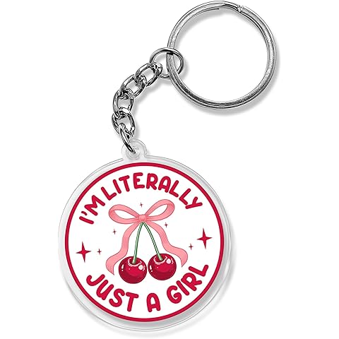 QUINNIAN Girly Bow Keychain 2 Inches Cherry Bow Acrylic Material, Keychains Key Ring Accessories