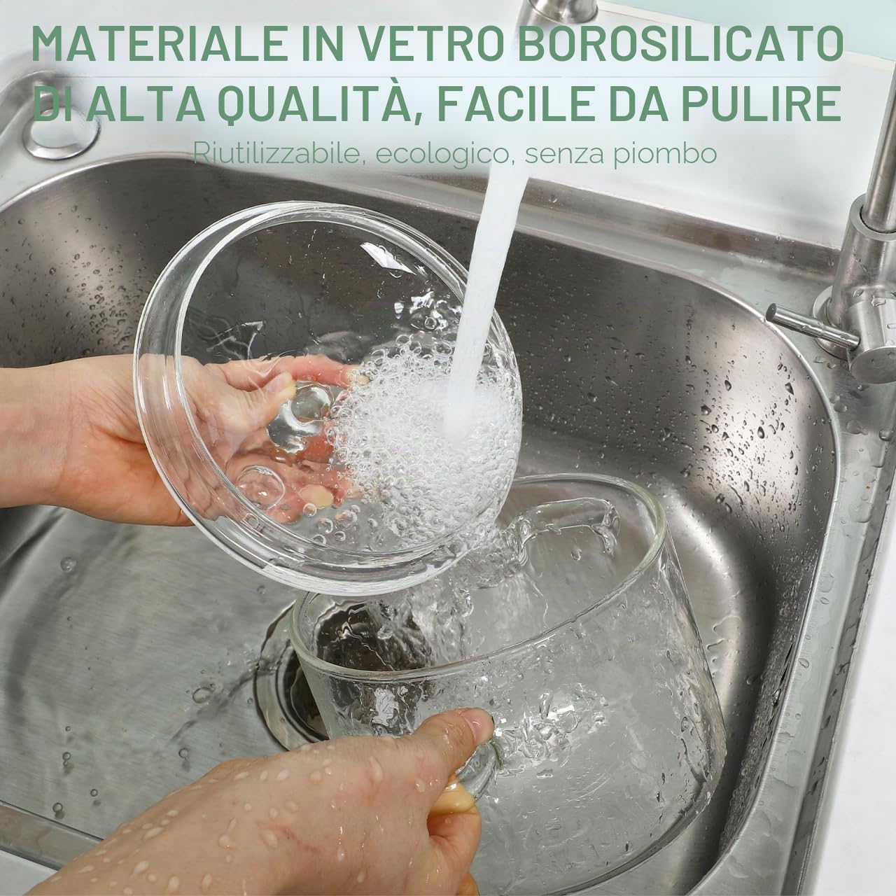Operitacx Pentola in Vetro Borosilicato 1.9L Con Doppio Manico E Coperchio Trasparente Per Cottura Sicura Su Piani Elettrici E Induzione Ideale Per Zuppe E Noodles