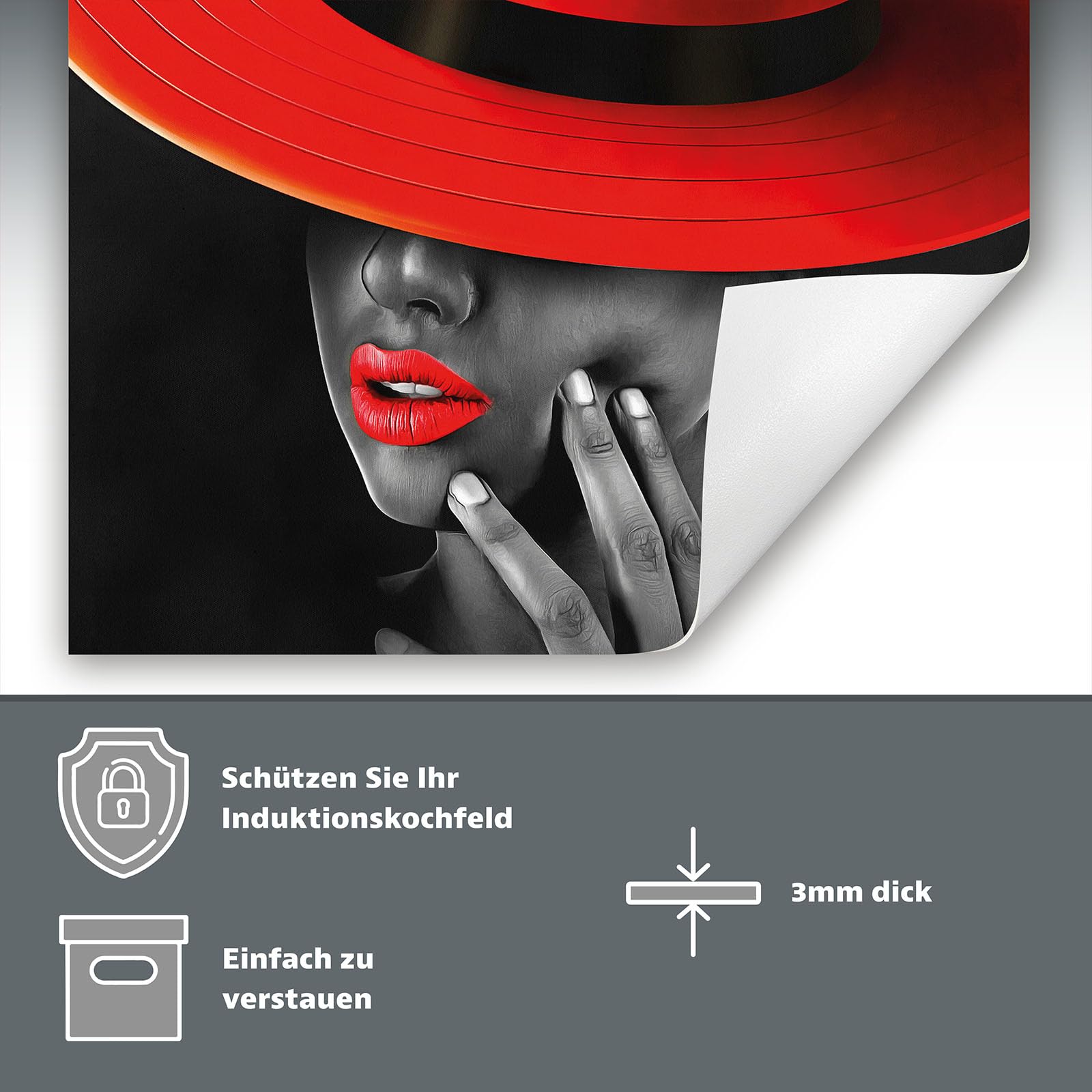 Tapis protection plaque induction 60x52 cm Protege plaque tapis pour induction - rouge - noir - femme