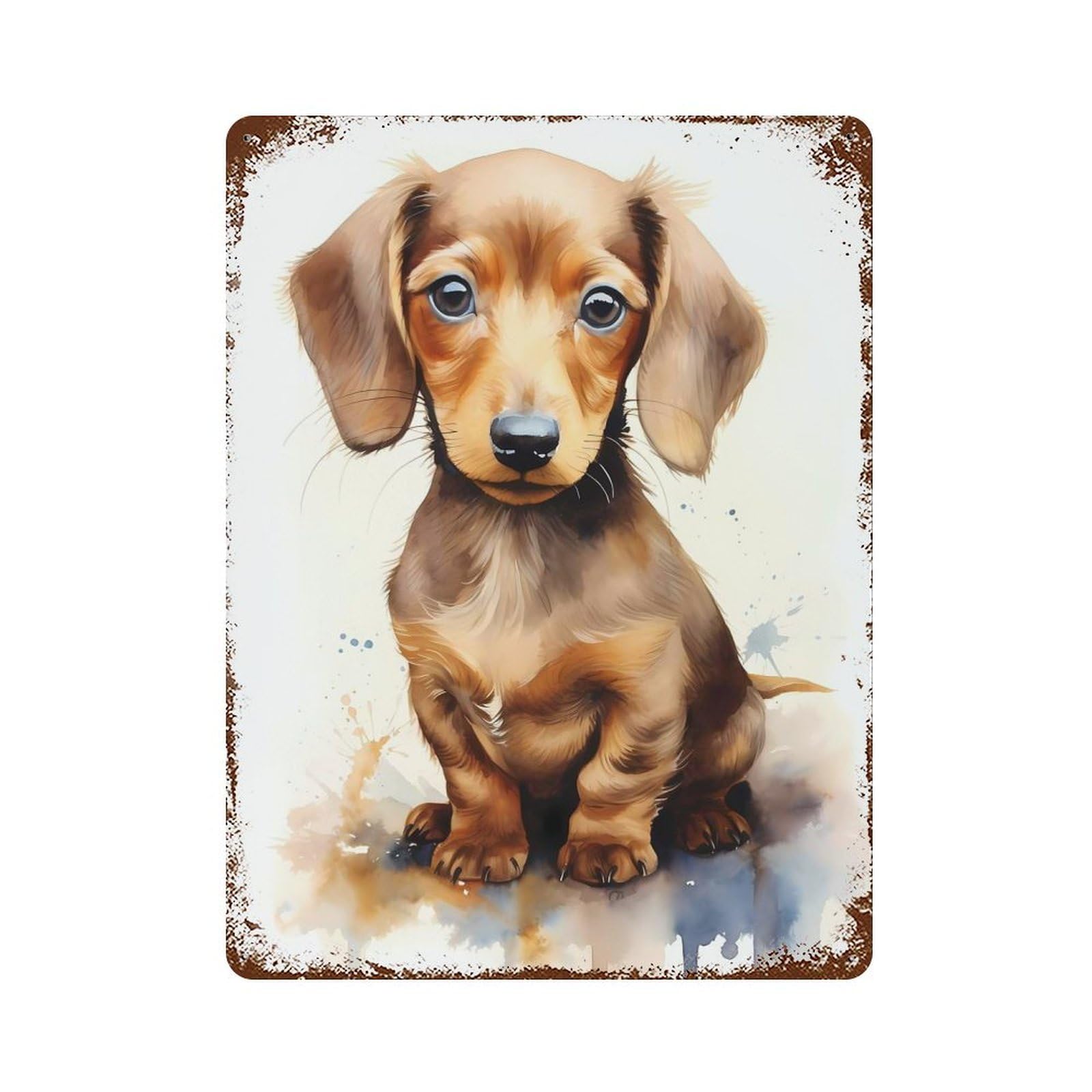 Dachshund in Watercolor Decorative Tin Sign 15.7"x11.8", Vintage Wall Decor for Garage, Pub Or Kitchen