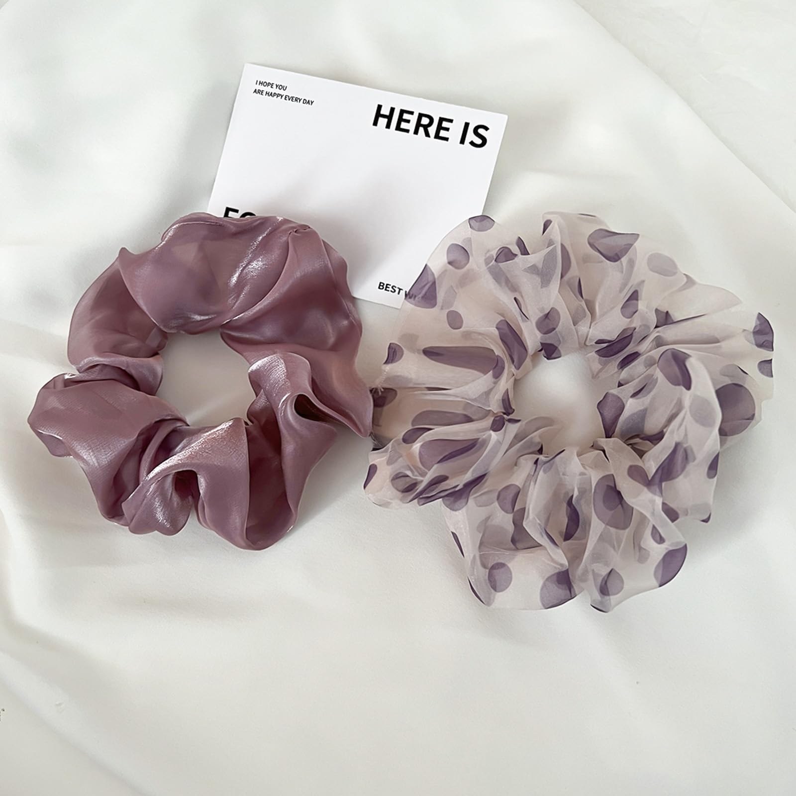 Polka Dot Satin Mesh Scrunchies Large Volume Hair Ties Soft Hair Accessories for Women Trendy Fashionable