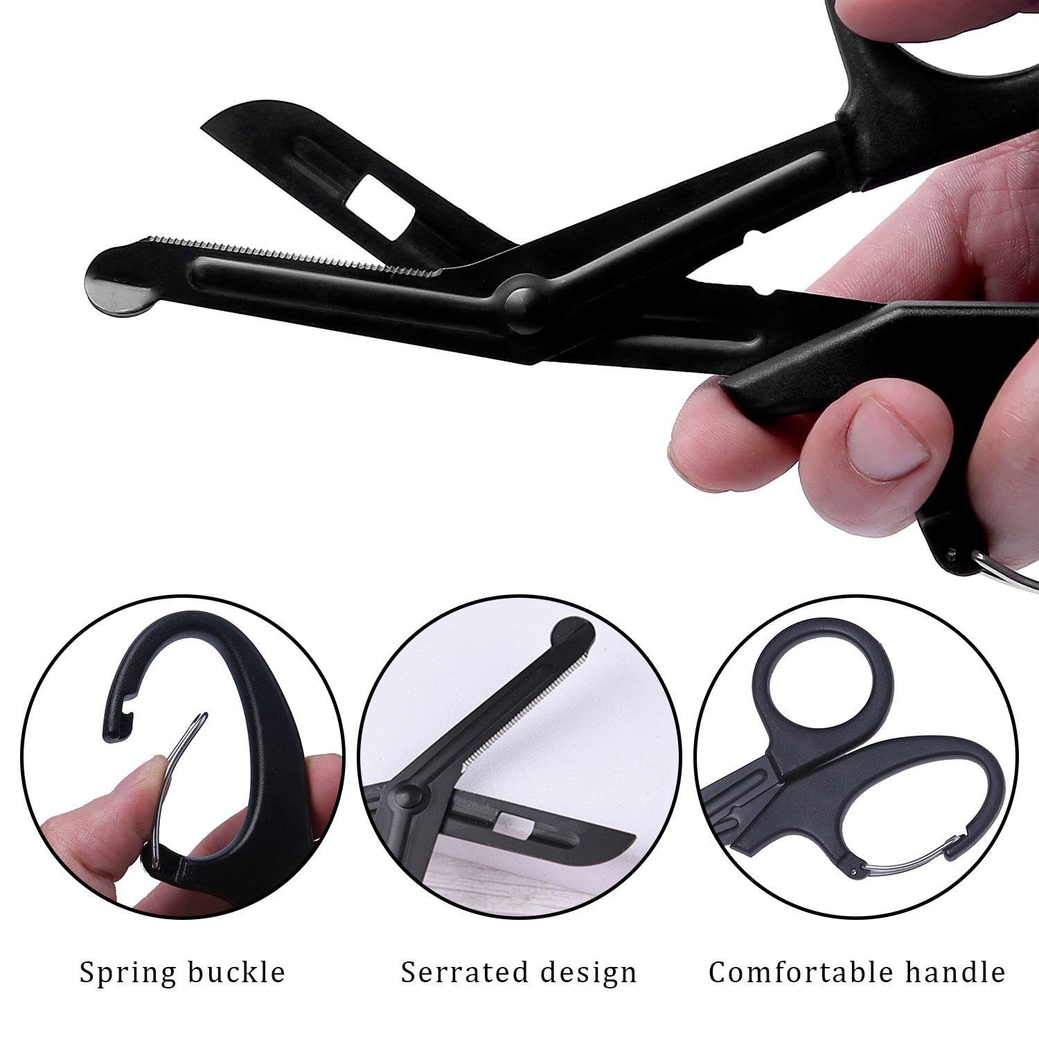 2 Pezzi Di Taglierini Di Bendaggi In Acciaio Inossidabile Nero Con Carabiniere, Forbici Mediche Multifunzionali Creative, Comodo Utensile Da Taglio All'Aperto.