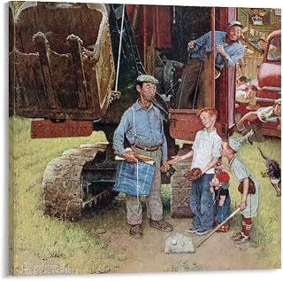 35+ Norman Rockwell Canvas Wall Art Construction Crew by Norman Rockwell American Vintage Poster Decorative Painting Canvas Wall Art Living Room Posters Bedroom Painting 20x20inch(50x50cm)