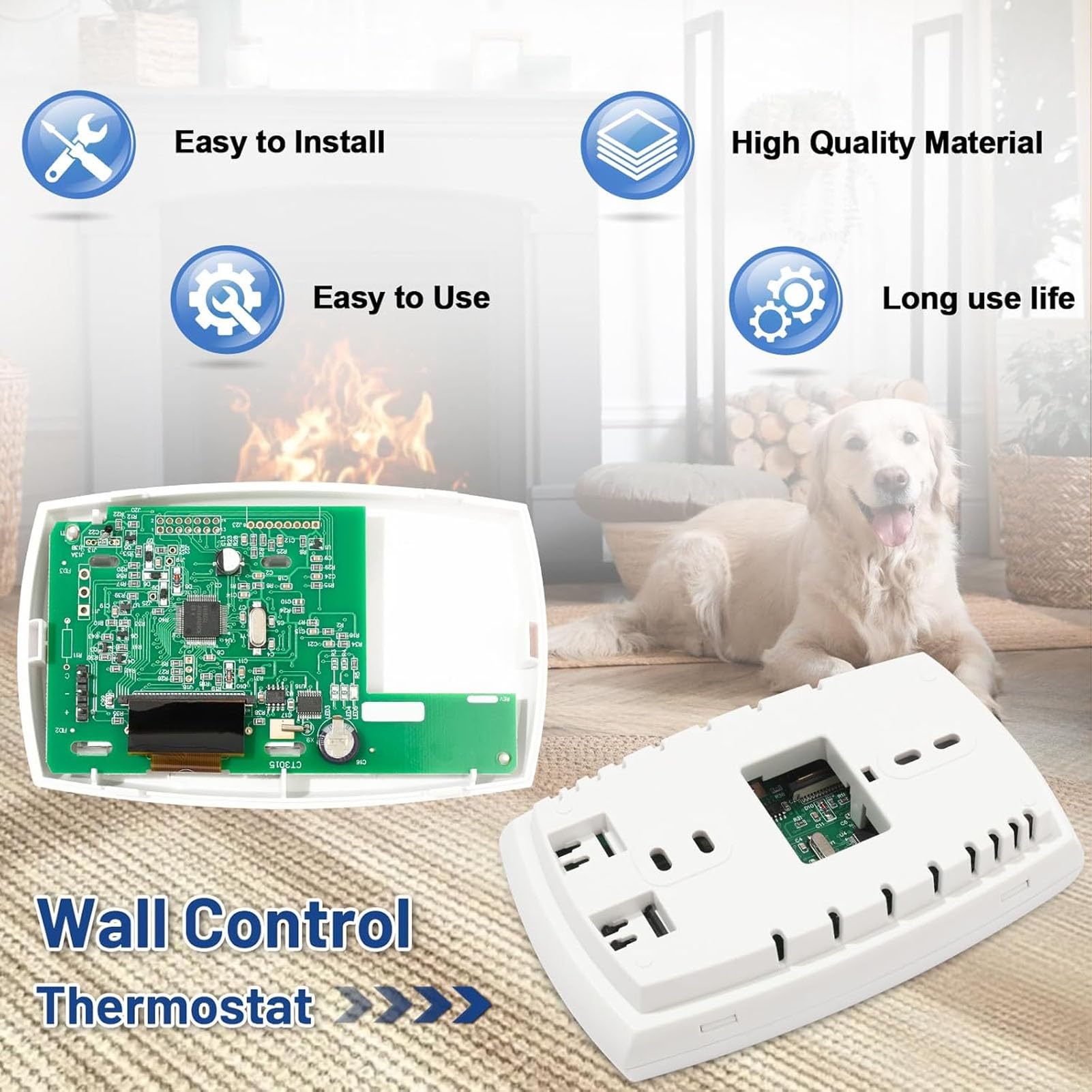 AUNMAS Programmierbarer Digitaler Thermostat für Quadras Fire Pelletofen, ABS-Konstruktion, Steuert Flammenhöhe und Zeitpläne für den Heimgebrauch